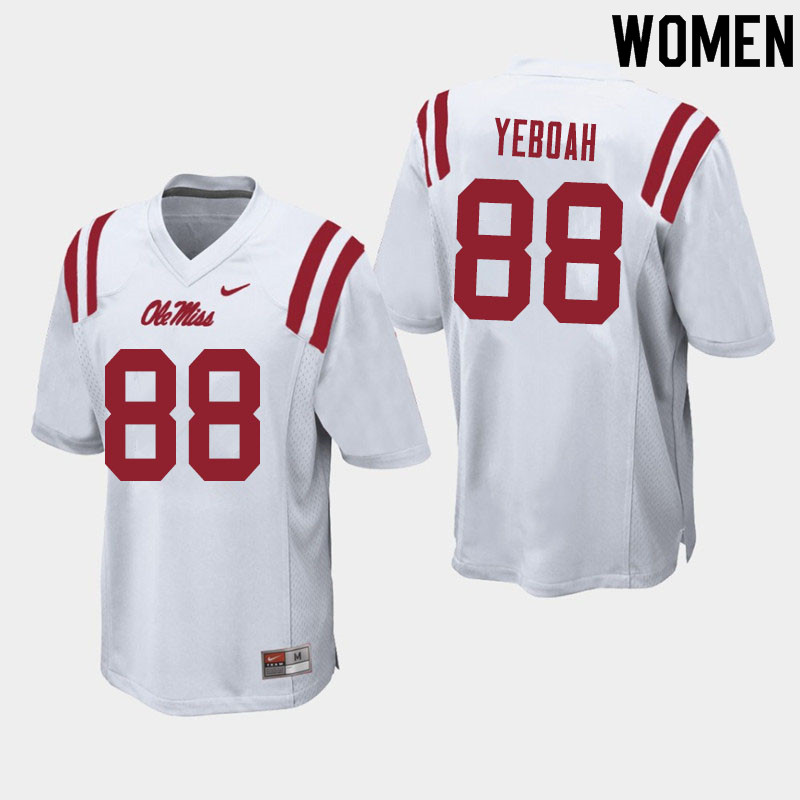 Women #88 Kenny Yeboah Ole Miss Rebels College Football Jerseys Sale-White